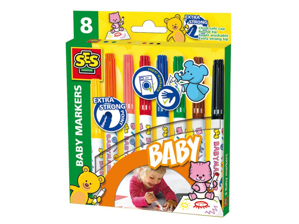 SES СЕС-ФУЛМАСТЕРИ ЗА МАЛКИ ДЕЦА Writing and colouring Baby markers, 8 colours 8710341002992