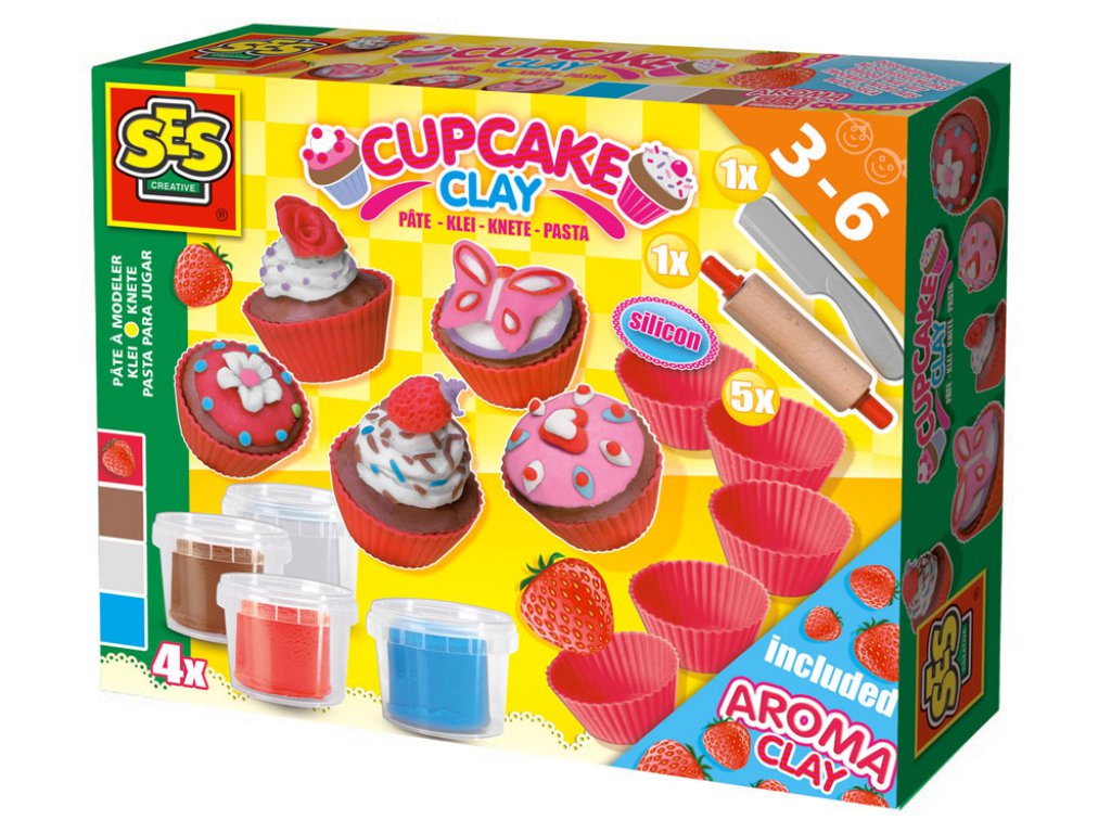 SES СЕС-КОМПЛЕКТ ЗА МИНИ КЕКСЧЕТА ПЛАСТЕЛИН Clay Super-dough cupcakes 8710341004798